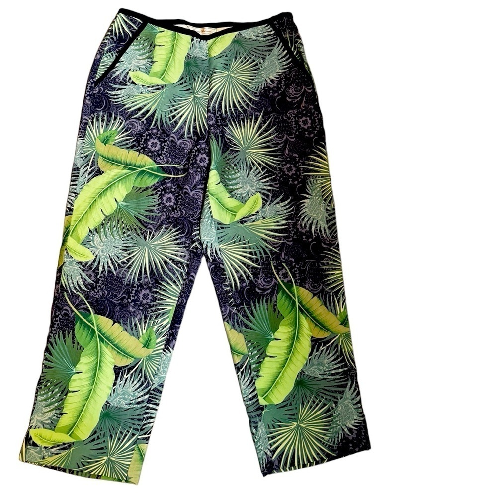 TOMMY BAHAMA SILK Capri Pants Women’s Size 8 Blue Green Vacation Wedding EUC